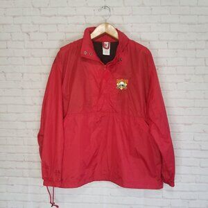 Rawlings Jacket Cooperstown Adult Large Red‎ Quarter Zip Lightweight Windbreaker